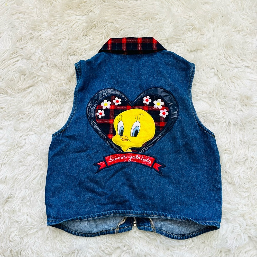 Vintage 1997 looney tunes tweety bird denim vest